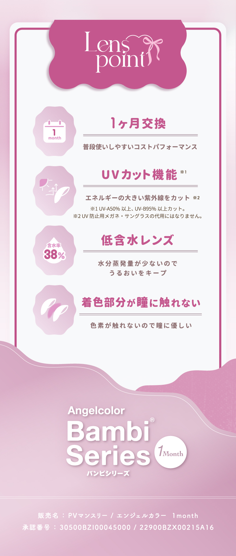 エンジェルカラーバンビシリーズ　レンズスペック