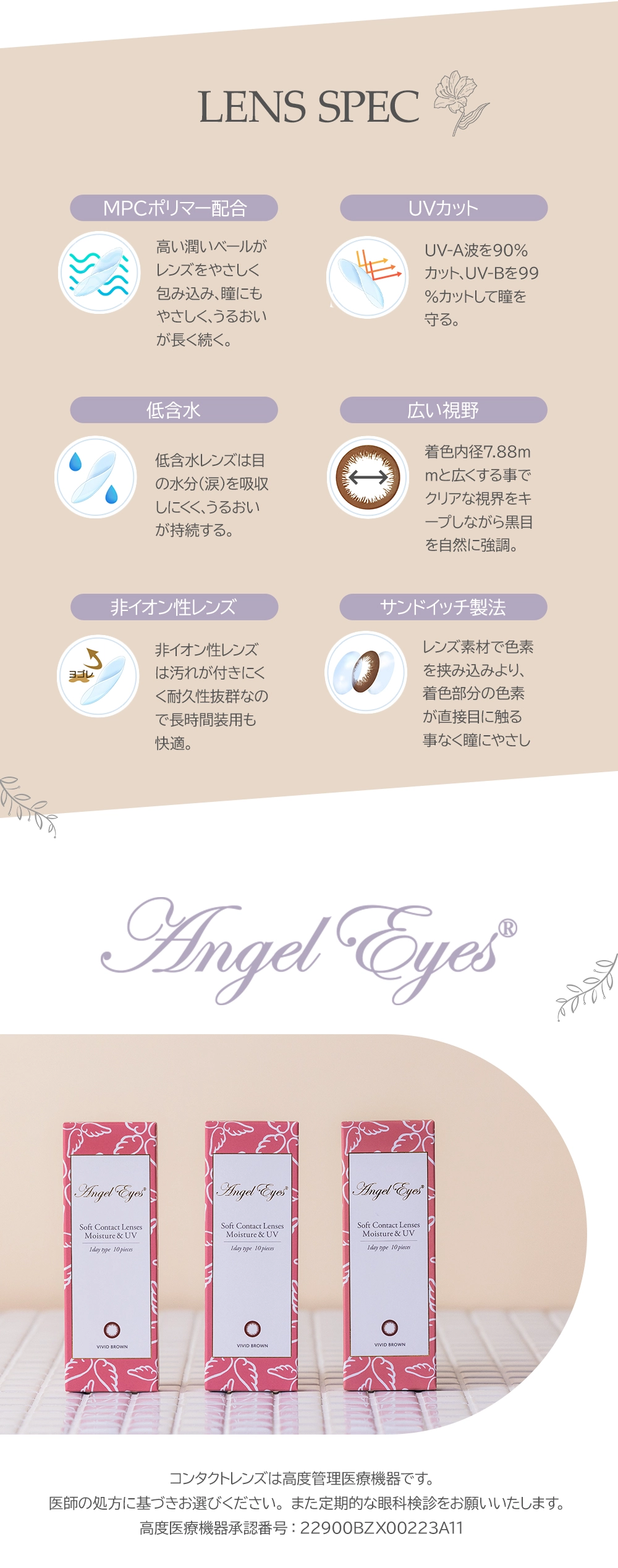 エンジェルアイズUV　カラコン　　Angel Eyes ワンデー UVモイスト