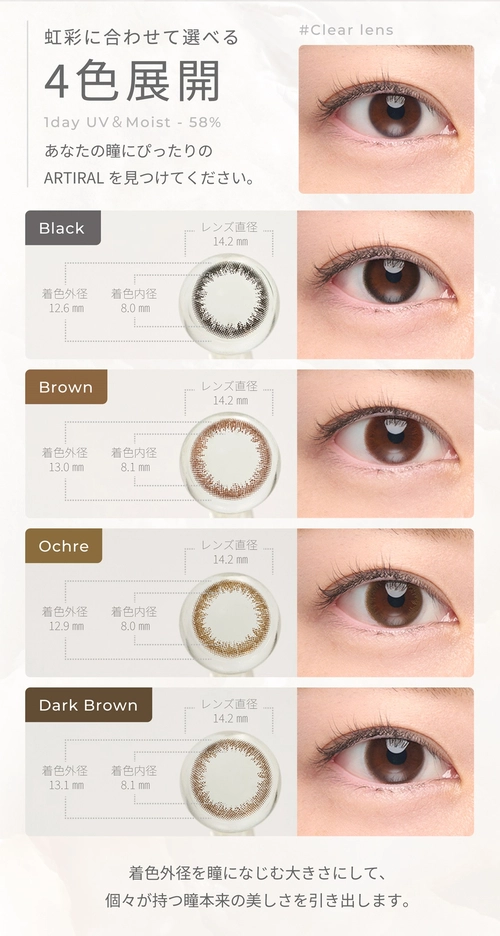 アーティラル高含水　カラコン　　ARTIRAL UVM 1day 58％