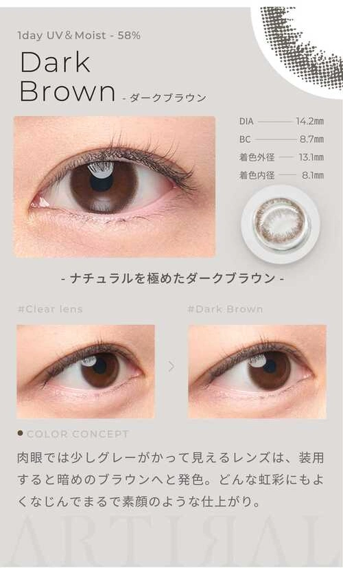 アーティラル高含水　カラコン　　ARTIRAL UVM 1day 58％