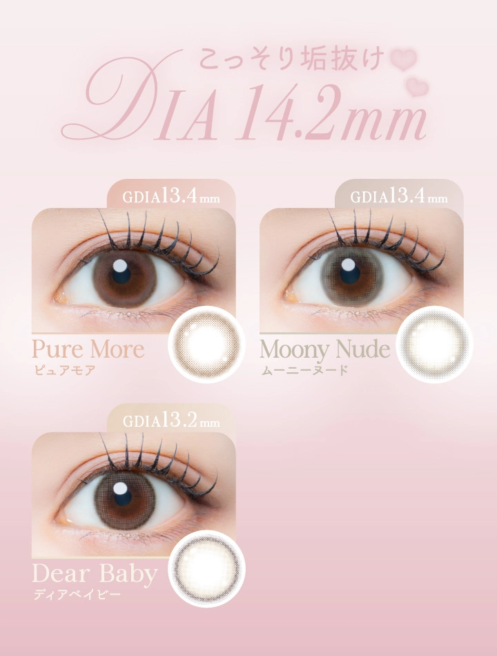 アイジェニック　カラーチャート DIA14.5mm 着色直径14.0mm ベースカーブ8.7mm 含水率38.0%のカラコン