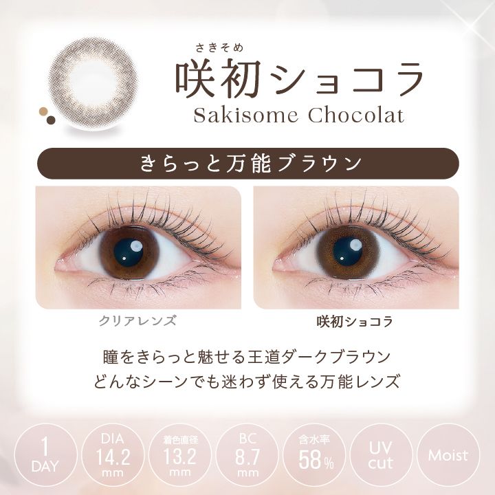 カイカ カラコン沢尻エリカ 咲初ショコラ レンズ詳細 装用画像