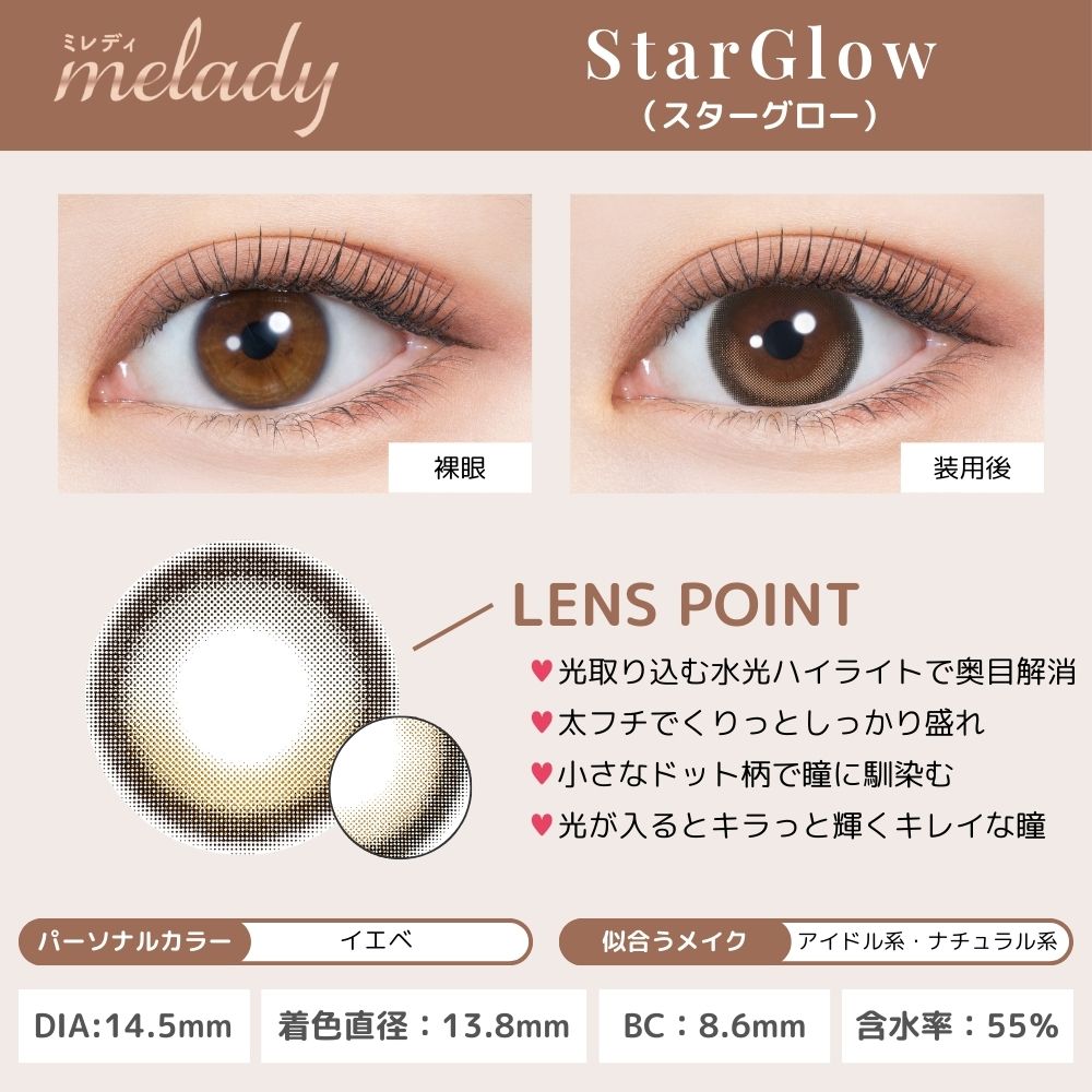 ミレディ ワンデー melady カラコン 大谷映美里 スターグロー 着用レビュー