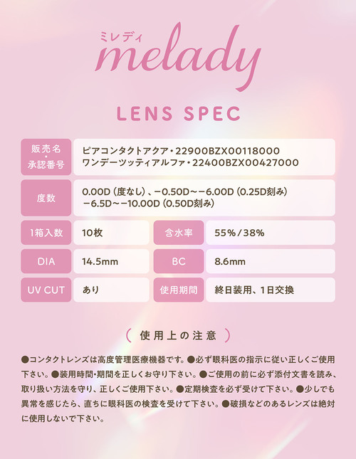 ミレディ カラコン 大谷映美里 レンズスペック