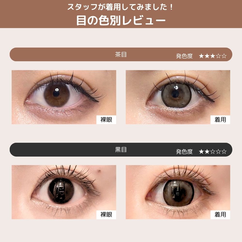 ミシュー カラコン進撃のノア ビスケットベージュ 目の色別着用レビュー