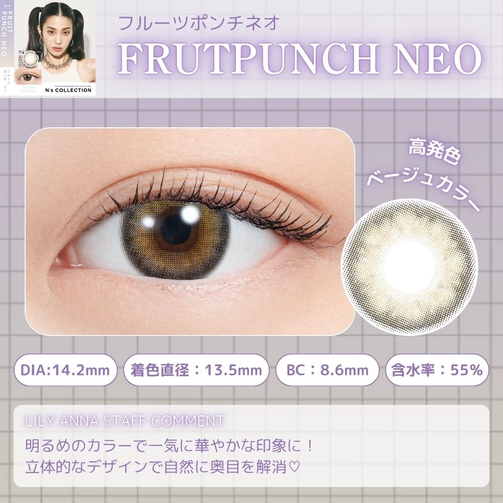 エヌズコレクション ワンデー カラコン 渡辺直美 フルーツポンチネオ　レンズポイント