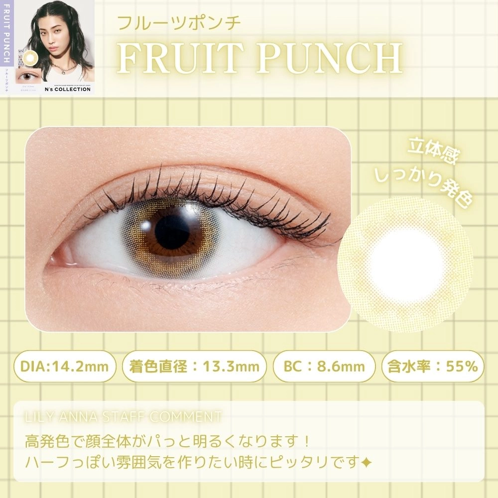 エヌズコレクション ワンデー カラコン 渡辺直美 　フルーツポンチ　レンズポイント