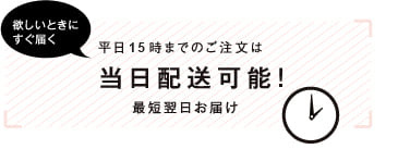 欲しいときにすぐ届く！平日15時までのご注文は当日配送可能！最短翌日お届け